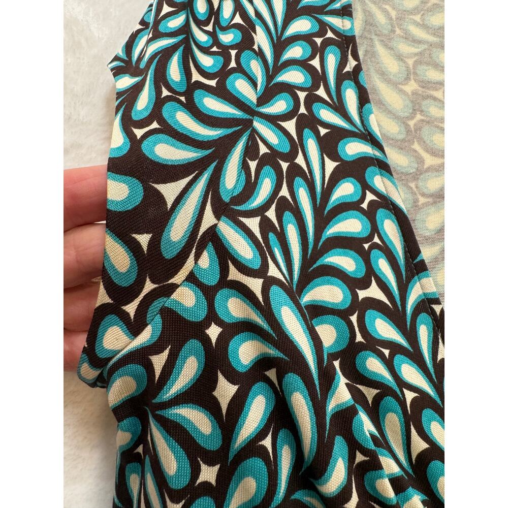 Diane Von Furstenberg DVF Kye Wrap Dress Size 10 Silk Jersey Turquoise Brown - Picture 6 of 13